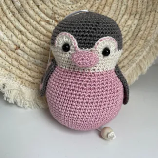 Muziekdoosje Pinguin - gehaakte muziekdoosje