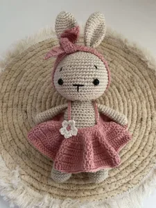 Daisy Rabbit Pink - crocheted soft toy