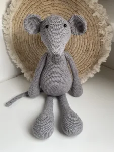 Grote Muis Grijs - gehaakte knuffel