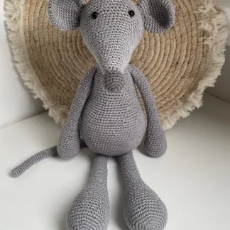 Grote Muis Grijs - gehaakte knuffel