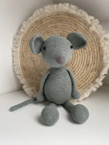 Muis Grijs-Groen - gehaakte knuffel