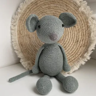 Muis Grijs-Groen - gehaakte knuffel