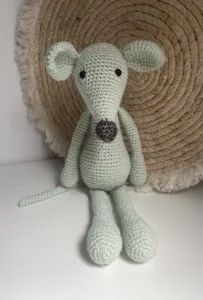 Kleine Muis Mint-Groen - gehaakte knuffel