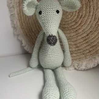 Kleine Muis Mint-Groen - gehaakte knuffel