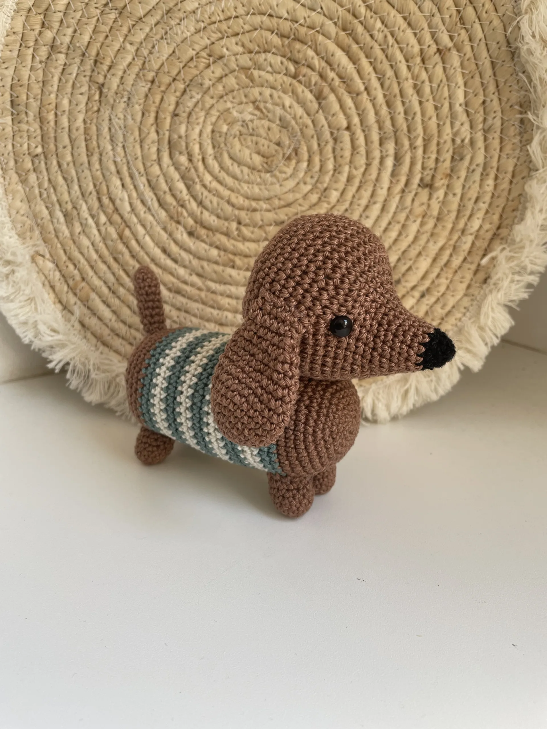 Teckeltje Turkoois - gehaakte knuffel