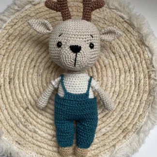 Hertje Met Tuinbroek  - gehaakte knuffel